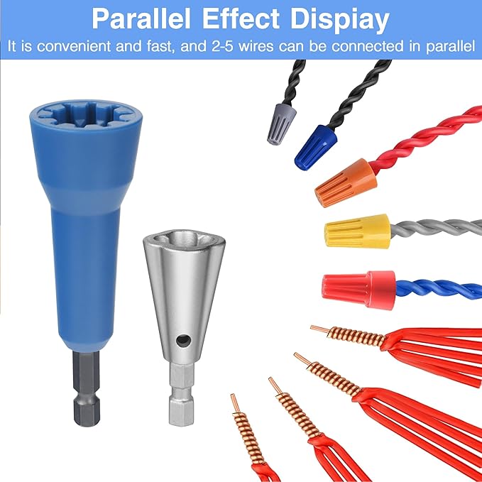 Wire Nut Twister,with 2pcs Bit Holders 1/4" Socket,Hex Shank Screwdriver Bit Holder,Wire Twisting Tool,Wire Nut Twister for Electrical Power Drill,Wire Twister for Quick Twisting Cable