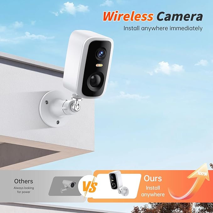 Solar Security Cameras Wireless Outdoor - HD 2K Battery Powered Cameras for Home Security Outside, 5G & 2.4G WiFi Surveillance Indoor AI Motion Detection,Color Night Vision,2-Way Talk,Waterproof
