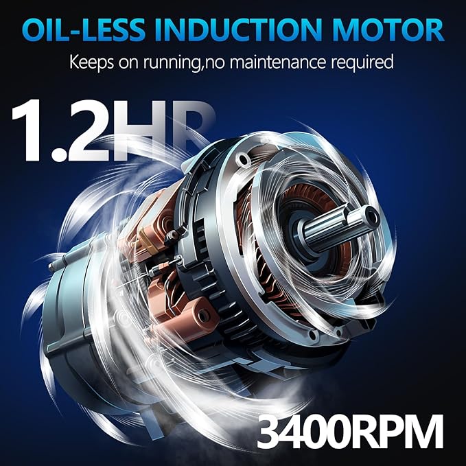 Quiet Air Compressor, Only 68dB, 5 Gallon Steel Tank, 2.8CFM @ 90PSI, Oil-Free, Electric Air Compressor Perfect for Woodwork Nailing, Garage, Car, Pneumatic Tool, Includes 11 Accessories