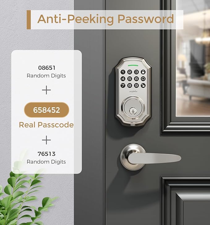 Smart Keyless Entry Door Lock with 2 Handle Set - 100 User Codes & One-Time Passcode - App Controlled Electronic Keypad - Auto-Lock Front Door - Easy Install