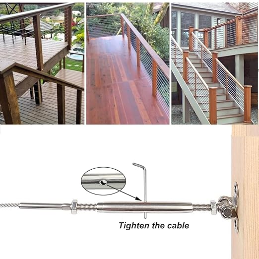 Cable Railing Hardware, 12 Pairs Railing Kit, for 1/8 System, Adjustable Angle, T316 Marine Grade