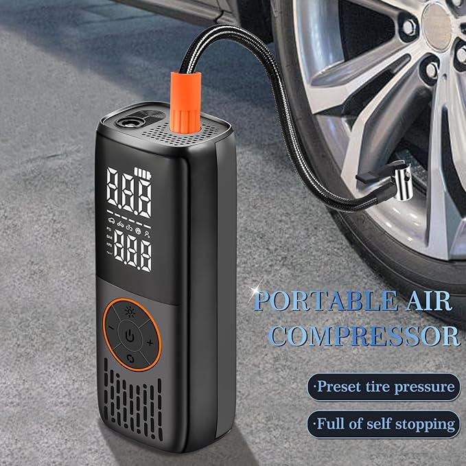 20000mAh Tire Inflator Portable Air Compressor, 150 PSI Auto Shut-Off Mini Cordless Tire Inflator For Car Tires, Bikes, Motorcycles, Sports Balls & More