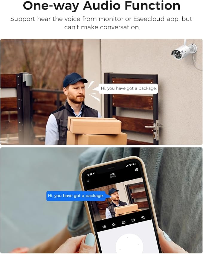 Hiseeu 100ft WiFi Security Camera System, 16CH 4K NVR Kit, Wired Powered 8Pcs 5MP CCTV Home Security Camera System for Indoor/Outdoor Use, Night Vision, IP66, Motion Detection, 3TB Hard Drive