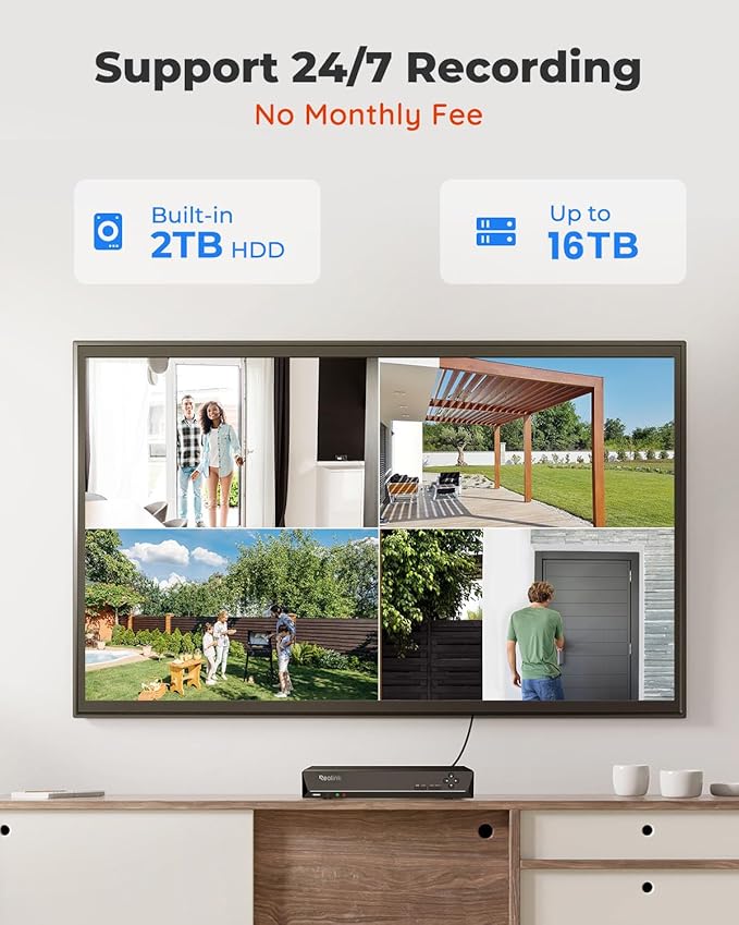 REOLINK 8CH 5MP Security Camera System, 4pcs Wired PoE Cameras for Home Security Outdoors, Smart Person/Pet/Vehicle Detection, 4K 8CH NVR with 2TB HDD for 24-7 Recording, RLK8-410B4-5MP White