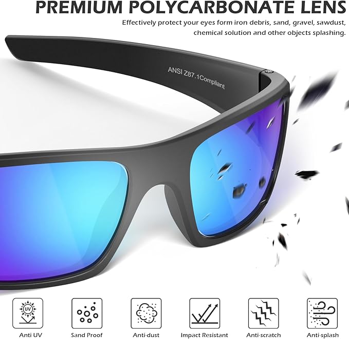 OXG Safety Glasses Protective Eyewear Men Women, ANSI Z87.1 Work Glasses Scratch Impact Resistant for Industrial Shooting