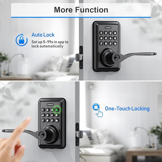 Wi-Fi Smart Door Lock, Keyless Entry Door Lock with Knob, Keypad Door Lock with Handle, Smart Locks for Front Door, Door Knob with Code, No Hub Required, APP Remote Control