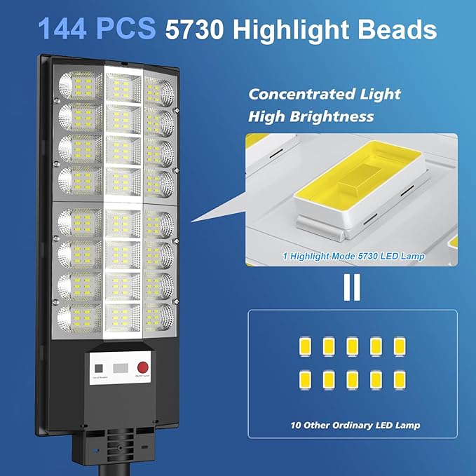 Solar Street Lights Outdoor, Solar Lamp IP66 Waterproof Security Flood Light Dusk to Dawn, Motion Sensor with Remote Control for Yard Garden Garage Parking Lot, 4 Pack