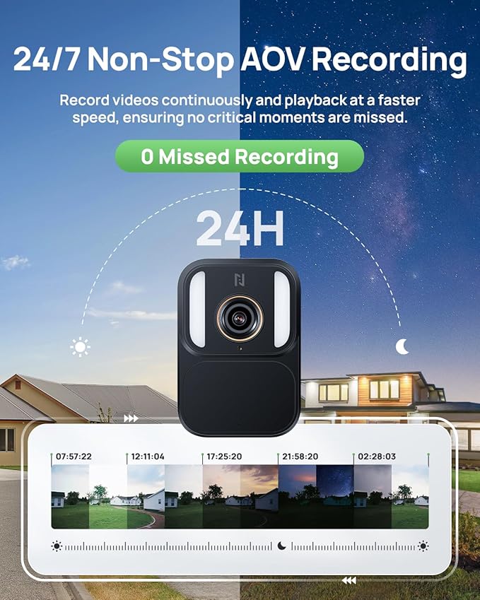 Anona Aurora 4K Solar Security Cameras Wireless Outdoor, Forever Power with Solar Panel, 8MP Color Night Vision, 24/7 AOV Recording, No Monthly Fees, AI Detection, Easy Setup, 2.4 G WiFi, IP67, 3 Pack