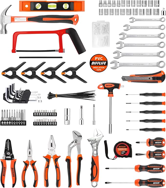 Tool Set 240 Piece Socket Wrench Auto Repair Tool Combination Package Mixed Tool Set Hand Tool Kit with Plastic Toolbox Storage Case