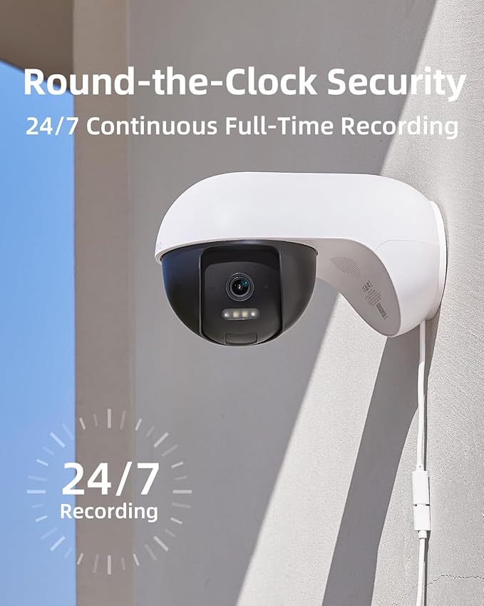 Noorio 3K Wired Security Camera Outdoor, 5GHz 5MP 24/7 Recording Camera for Home Security, w/Sound Light Alerts, 360° View with AI Tracking, 256G Storage, No Subscription Fee, IP66 Color Night Vision