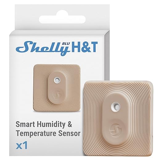 Shelly Blu H&T Mocha | Bluetooth Smart Temperature & Humidity Sensor with Remote App Control & Monitoring | Splash and dust-Proof | Smart Scenes | Notification Alerts | Free Data Storage Export