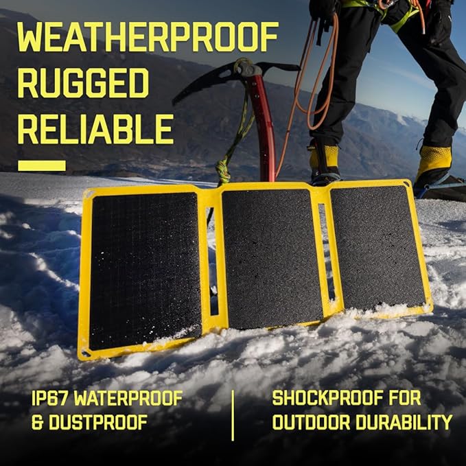 SunJack – 25 Watt Foldable Solar Panel, ETFE Monocrystalline Portable Solar Panel with USB-C and USB-A, IP67 Waterproof Solar Panels for Camping, Backpacking, Hiking and Travel