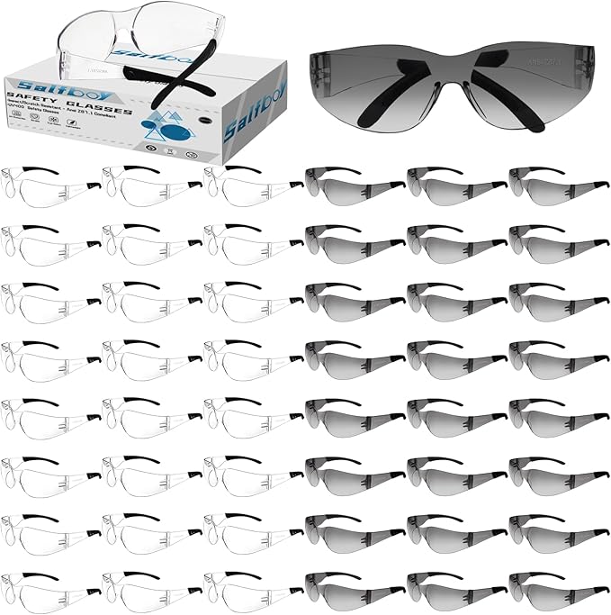 Clear Safety Glasses for Men Women Ansi Z87.1 Safety Glasses Scratch and Impact Resistant Protective Eyewear