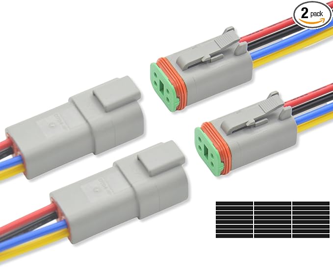 DT 2 Sets 4 Pin Connector Kit Waterproof Electrical Connector 16 AWG Male and Female Automotive Wire Connectors for Car Truck Boat (4 Pin 2 Sets)