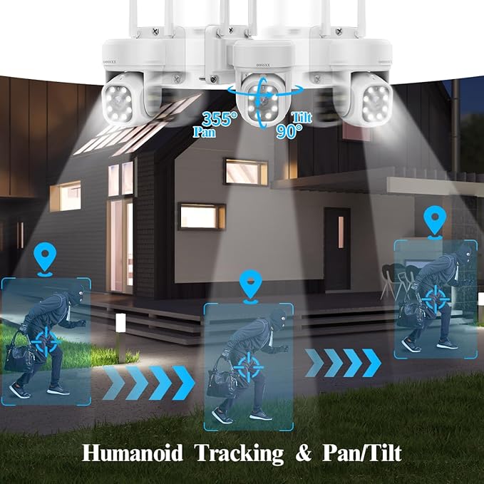 Auto-Tracking & 2-Way Audio PTZ WiFi Outdoor Security Camera System Pan 5MP Wireless Cameras System 10 Channel NVR Video Surveillance DVR Set