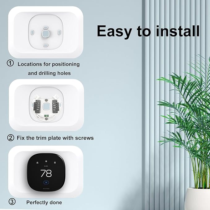 Wall Plate Cover Compatible with New 2022 Ecobee Smart Thermostat Premium & 2022 Ecobee Smart Thermostat Enhanced, Programmable WiFi Thermostat Accessory, White