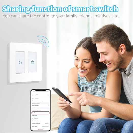 Milfra Touch Smart Switch 2 Gang, 2-Position, White, Compatible with Alexa and Assistant, No Hub Required