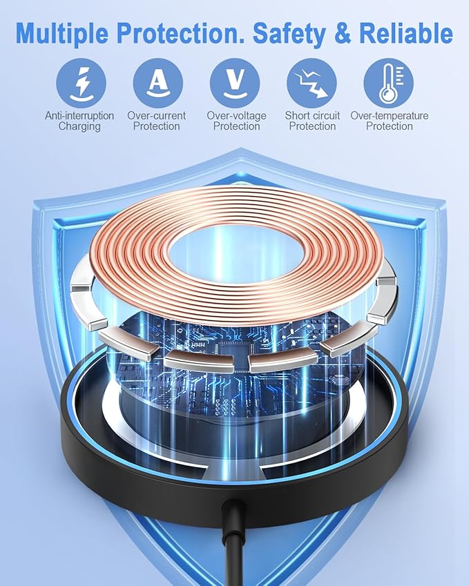 Magnetic Wireless Charger Compatible with iPhone 16/15 Pro Max/15 Pro/15/15 Plus/14/13/12 Series, Fast Chargering Upgraded Mag-Safe LED Charging Pad with 20W Type-C Adapter (Black)