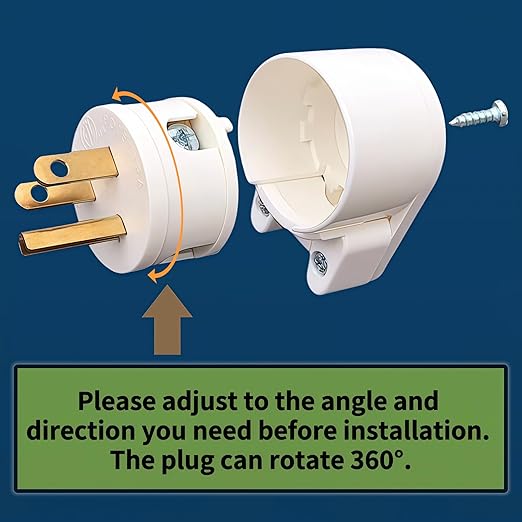 USA Canada Nema 5-15P 15AMP 125V Household 3 Pole DIY Right Angle AC Plug 90 Degree 12 Directions Adjustable Plug White ETL Listed (1)