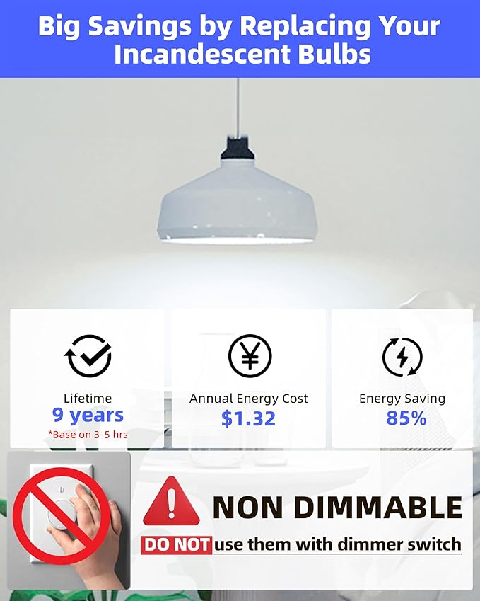 Lumiverse A19 Led Light Bulb, 9 Watt [60W Equivalent], 5000K Daylight White, E26 Base Bulb, Non-dimmable, 800lm Light Bulbs, UL Listed, 24 Pack