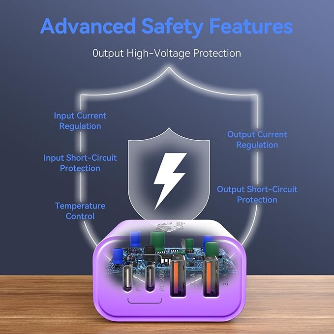 USB C Wall Fast Charger Block, 40W 4-Port Type C Chargers Fast Charging Blocks PD Power Charger Adapter+QC 3.0 USB Multiport Charger Brick for Phone 17/16/15/14/13/12 Pro Max, i-Pad, Galaxy S25-2Pack