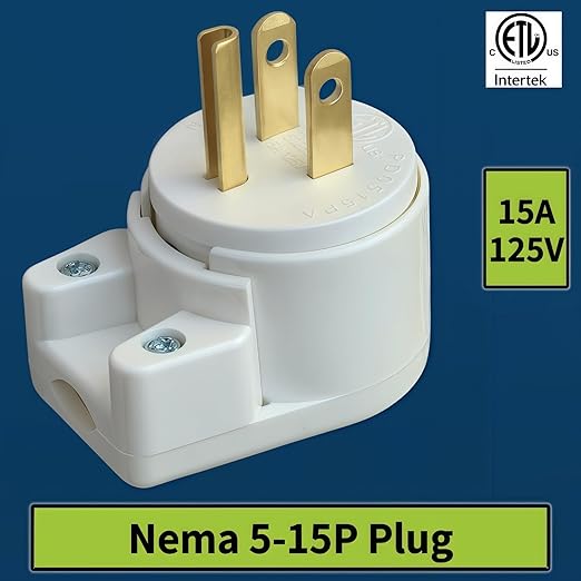 USA Canada Nema 5-15P 15AMP 125V Household 3 Pole DIY Right Angle AC Plug 90 Degree 12 Directions Adjustable Plug White ETL Listed (3)
