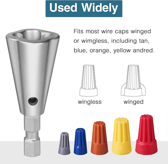 Wire Nut Twister,Wire Twisting Tool,Wire Nut Twiter for Drill,Spin Twist Wire Connector Socket,Wire Connector Driver with 1/4" Chuck,Wire Stripping and Twisting Tool(Wire Nut Twister Metal)