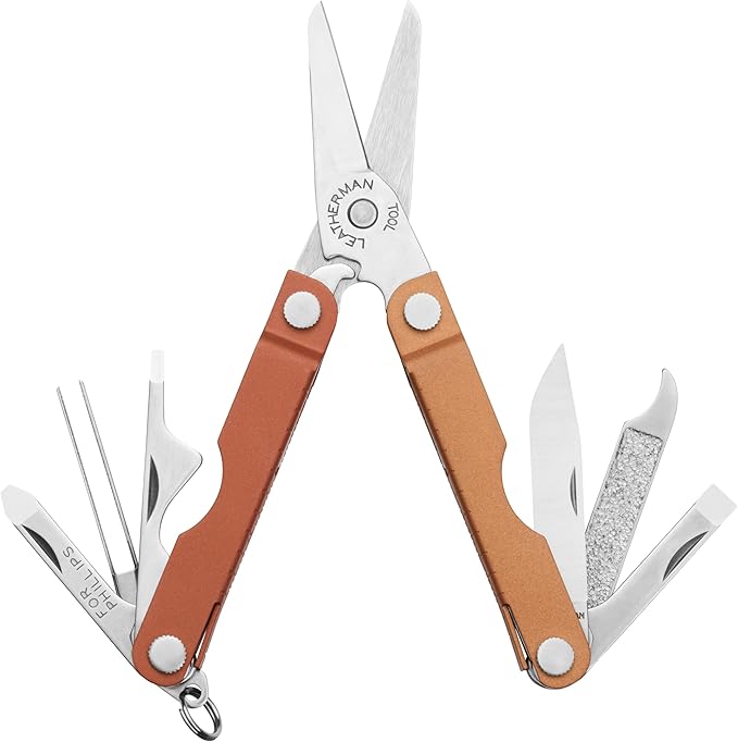 LEATHERMAN, Micra, Keychain Multi-tool with Grooming Tools, Mini Pocketknife for Everyday Carry (EDC), Hobbies & Outdoors, Built in the USA, Pumpkin Spice