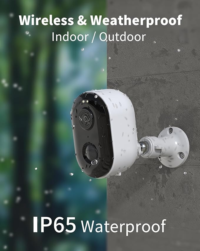 Security Cameras Wireless Outdoor, Battery Powered 2k Color Night Vision, AI Motion Detection, IP66 Weatherproof, 2-Way Talk, SD/Cloud Storage, 2.4Ghz WiFi Cameras for Home Security