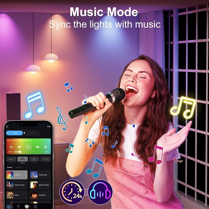 luckystyle Smart Light Bulbs, 9W A19 E26 800LM WiFi Bluetooth LED Bulbs Compatible with Alexa, Google Assistant & Home, 16 Million Colors Music Sync Color Changing Dimmable RGBWW Lights Bulb (2)