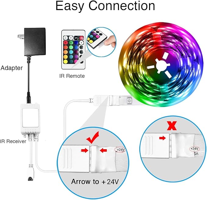 DAYBETTER Led Strip Lights Smart with App Control Remote, 5050 RGB for Bedroom, Music Sync Color Changing for Room Party 50ft
