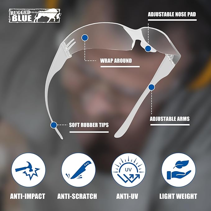 Work Safety Glasses For Men | Ansi Z87 Certified Safety Goggles For Shooting Range | Anti-Scratch Outdoor Glass