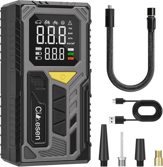 Tire Inflator Portable Air Compressor-150psi Cordless Portable Air Pump for Car Tires Faster Inflation with Tire Pressure Gauge LED Light for Bike Pump Car Bicycle Ball More