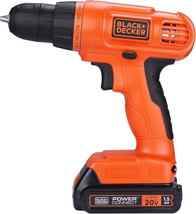 BLACK+DECKER 20V MAX Drill & Home Tool Kit, 34 Piece (BDCD120VA), Orange
