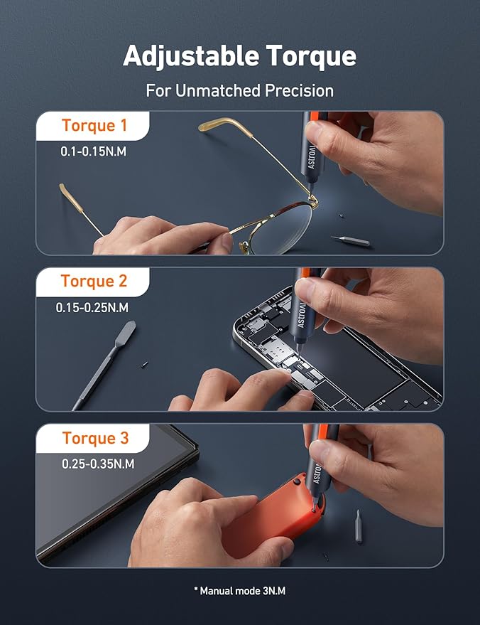 AstroAI ES60 3.7V Mini Electric Screwdriver, 63-in-1 Electric Screwdriver Cordless Set with 60 Magnetic Bits, Rotatable Magnetic Storage, Repair Tool Kit for Phone Camera Laptop Watch