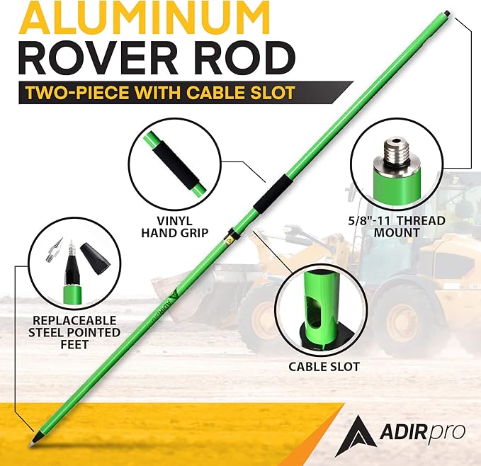 AdirPro 2 m Two-Piece GPS Rover Rod (Green)