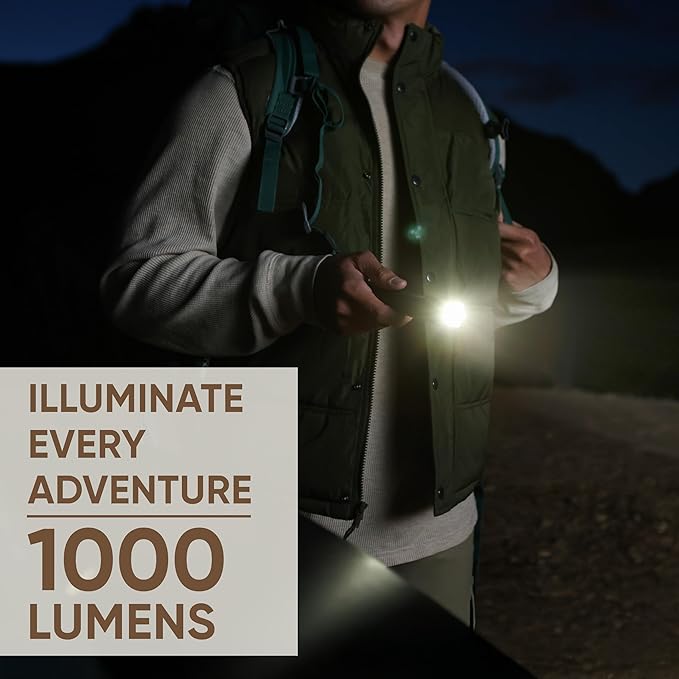 Energizer Jeep Power Indicator Rechargeable LED Flashlight, 1,000 Lumens, Rechargeable Flashlight with Trail-Ready Construction and Easy-to-Read Digital Power Indicator Display