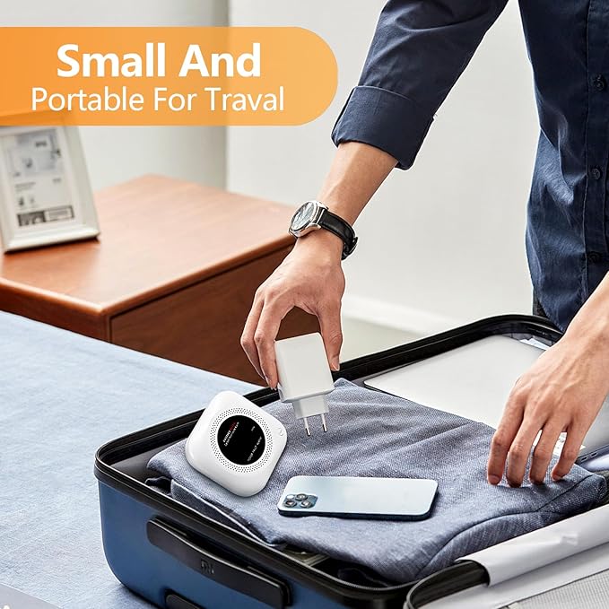 Carbon Monoxide Detectors, 2 Pack Protectmeter Portable Carbon Monoxide detectors Plug in Wall for Travel, Portable Carbon Monoxide Detector for Home/Hotel Room/RV with AC Socket with Digital LCD