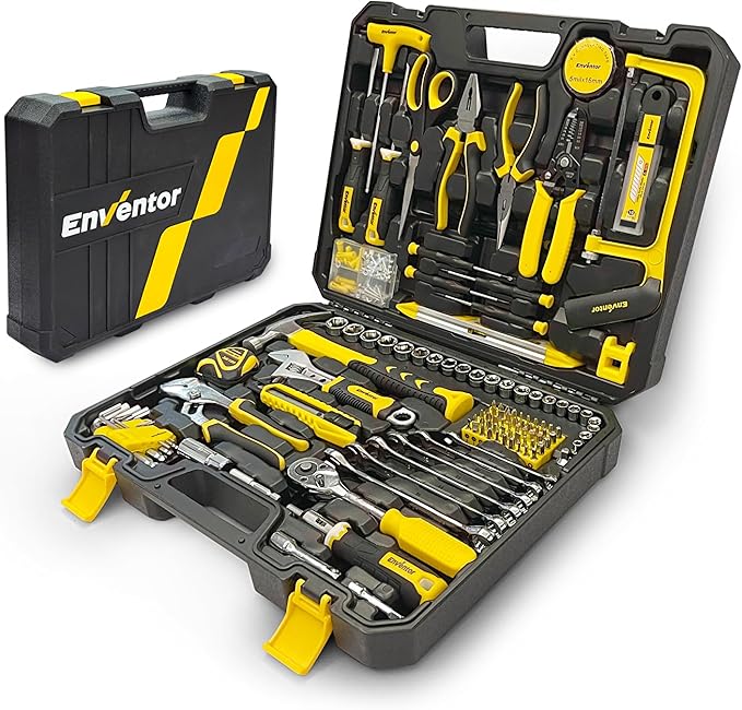 Enventor Tool Set, 220-Piece Home Tool Kit with Toolbox, Wrench and Hand Tools for Home Repairs, Auto Maintenance, DIY & General Use,Household Repair Tools for Men & Women