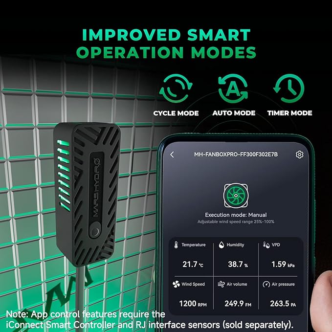 Mars Hdyro 2025 New Version iFresh 6 Inch Smart Inline Duct Fan with Variable Speed Controller, 402 CFM App Control Ventilation Exhaust Fan for Grow Tents, Hydroponics