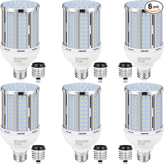 70W LED Corn Light Bulb(6 Pack),(700 Watt Equivalent) Fanless E26/E39 Medium/Large Mogul Base LED Cob Lamp 5000K Daylight 8,800LM for Outdoor Indoor Garage Warehouse Factory Workshop Street Backyard