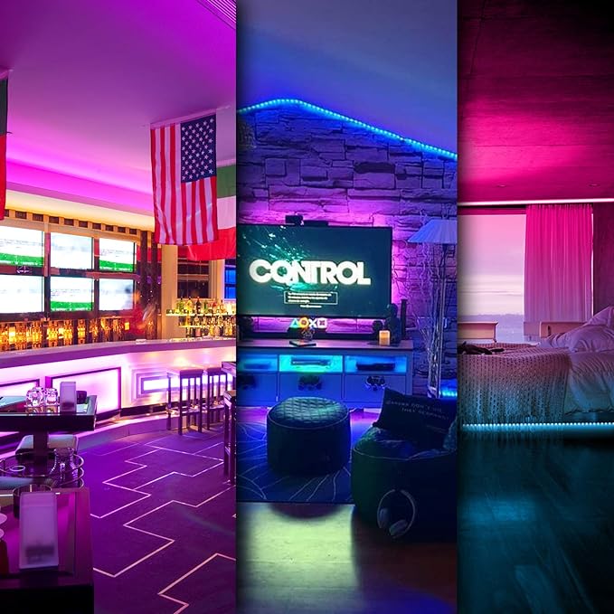 DAYBETTER LED Strip Lights 100ft RGB Lights Strip for Bedroom, Desk, Indoor Room Living Room Brithday Gifts Home Decor with Remote, 24V Power Supply