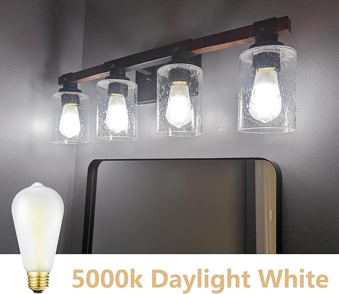 E26 Frosted Vintage LED Edison Bulbs, 4W, Equivalent 40W, Daylight White 5000K,ST58 Dimmable Antique LED Filament Bulbs with 90+ CRI, 400LM,AC120V,Pack of 6 (4W=40W Daylight White)