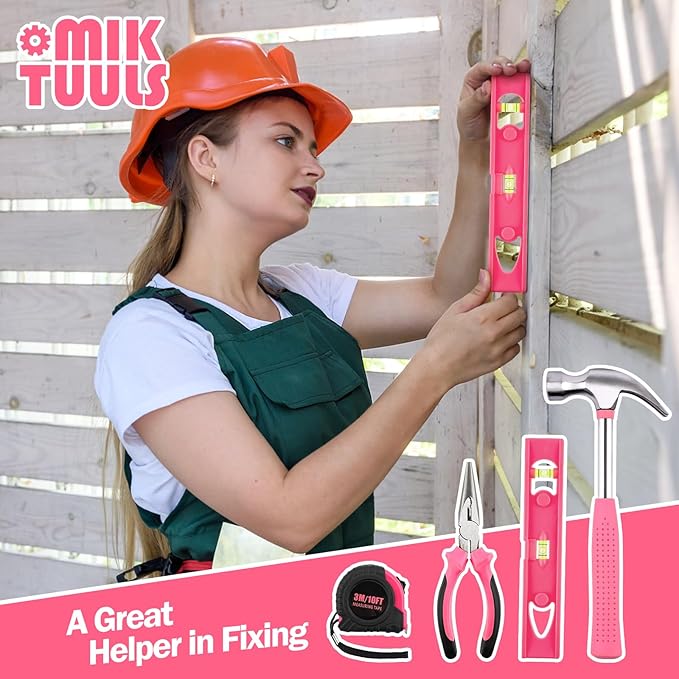 Electric Screwdriver Tool Set 112PCS, Home Tool Kit with 3.6V Small Power Cordless Screwdriver for Women, Pink