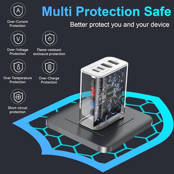 40W USB C Wall Charger Block,4 Port Type C Charger Fast Charging Brick Dual Pd & QC Fast Charger Cube Wall Plug Power Adapter for iPhone 15/14/13/12/11/Pro Max/XS/XR,iPad,Samsung,Pixel,White