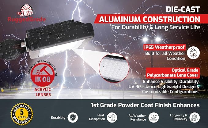 RuggedGrade 120W LED Flood Light | Kivo II CS Series | 17,400 Lumens | Color Selectable 3000K/4000K/5000K | Outdoor Waterproof Security Light | Flood Mount | DLC 5.1 Premium