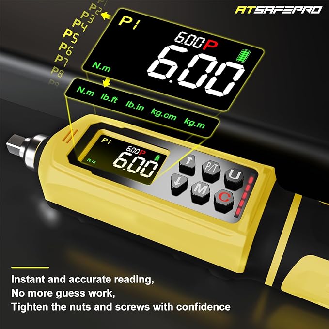 Digital Torque Screwdriver Set, 0.8-53.1 in-lbs/0.09-6 Nm, 45 PCS 1/4" Inch Pound Torque Wrench Screwdriver with Buzzer, LED Indicator & Vibration, 9 Preset Modes, ±2% Accuracy for Precision Work