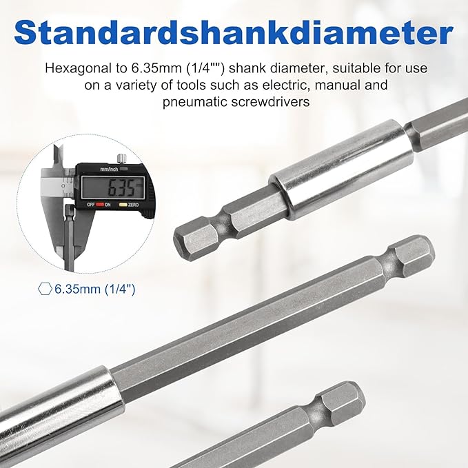 Rocaris 9 Pack Strong Magnetic Drill Bit Extension Holder, 1/4" Hex Shank, S2 Steel Magnetic Screwdriver Extension for Impact Driver, 2 inch, 4 inch, 6 inch