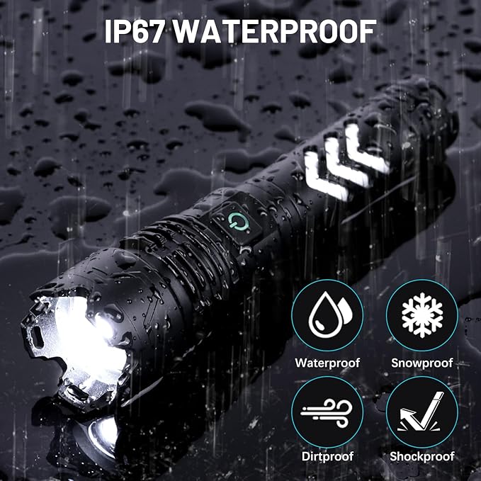 Rechargeable LED Flashlights1600.000 High Lumens, Super Bright Flashlight with Input and Output Functions, Tactical Flashlight for Camping Home Emergencies (Mini, Piece, 1)