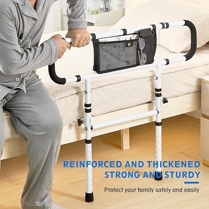 Foldable Bed Rail for Elderly Adults Safety - Adjustable Bed Rails with Support Legs for Seniors, Surgery Patients & Handicap Foldable Bed Rails, Fit Any Bed